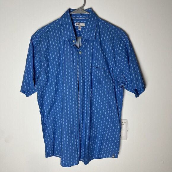 Peter Millar Other - Peter Millar Skull Tiki Button Up Shirt Men Sz L Blue Skull Print Classic Fit​​